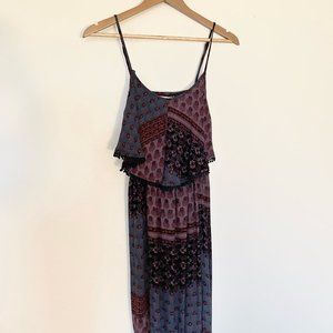 Maxi Dress Patchwork Bohemian Open Back Keyhole Cutout XS